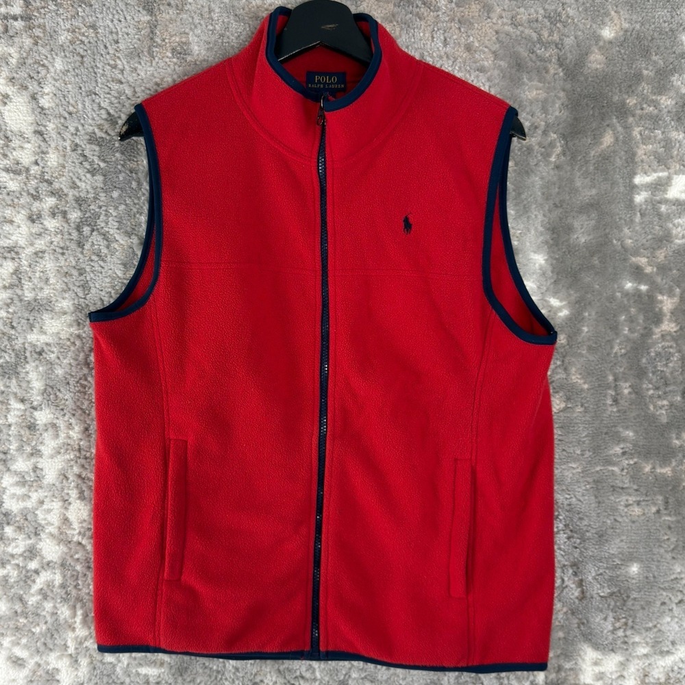 Polo‎ Ralph Lauren Size XL 18-20 Mock Neck Outdoor Sweater Vest Red Sleeveless